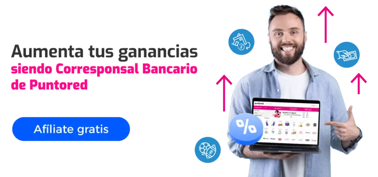 Banner de corresponsal bancario en Colombia con servicios Puntored