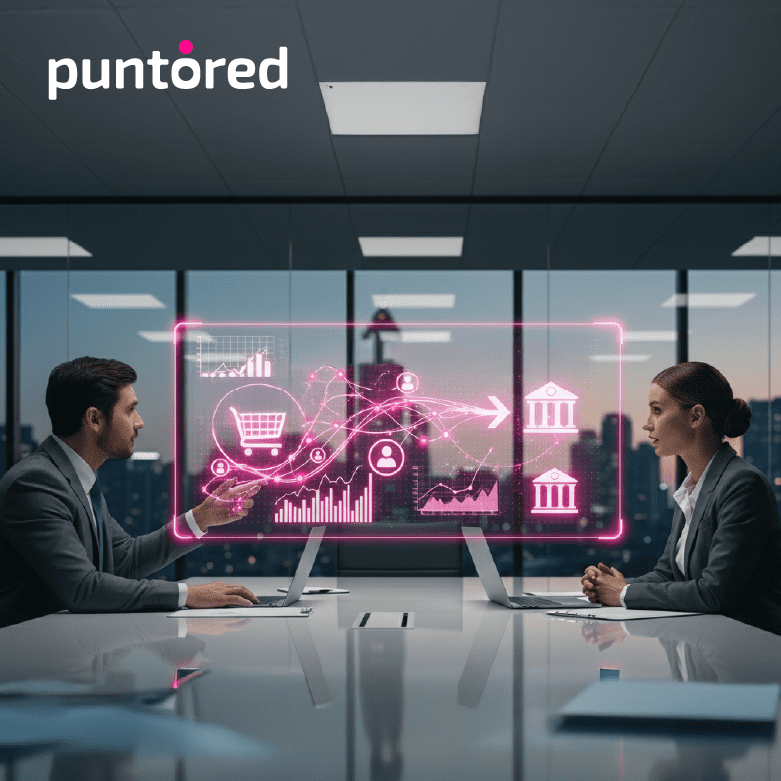 Diagrama infográfico sobre flujo de datos y Open Finance