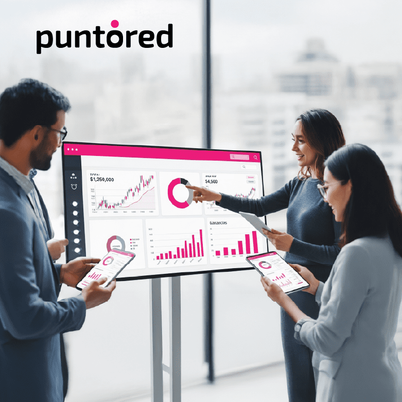 Iconos de datos financieros interconectados con símbolos educativos sobre Open Finance