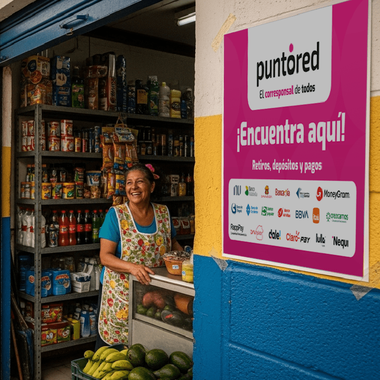Ilustración de digitalización financiera con smartphone y monedas representando inclusión financiera