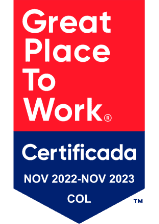 A red and blue footer sign with white text.