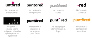 A group of black and white words.