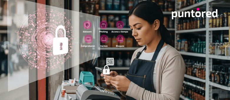Persona realizando pago móvil con ícono de candado – Seguridad en transacciones digitales y prevención de fraude en línea