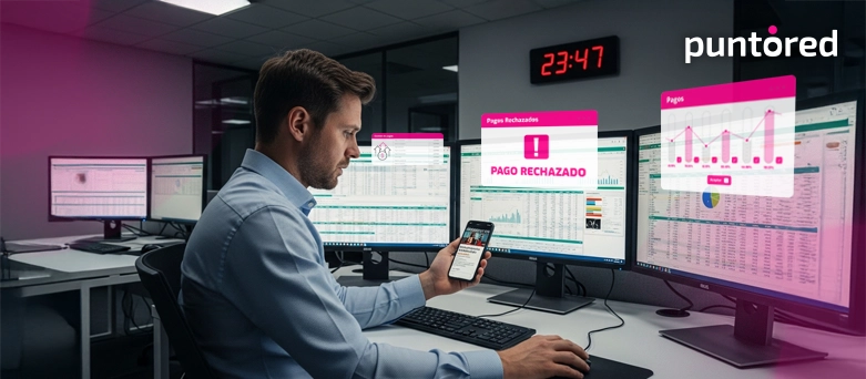 Pagos rechazados en proceso empresarial con monitoreo en tiempo real
