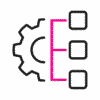 Un icono de engranaje conectado por líneas rosas a tres cuadrados vacíos, lo que sugiere un diagrama de proceso para las API de Pago que agilizan la forma en que las empresas realizan pagos digitales con facilidad. Un icono de engranaje conectado por líneas rosas a tres cuadrados vacíos, lo que sugiere un diagrama de proceso para las API de Pago que agilizan la forma en que las empresas realizan pagos digitales con facilidad.
